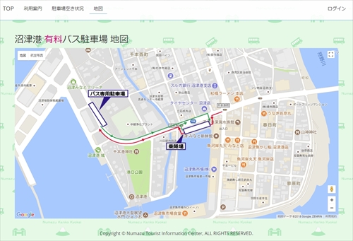 沼津港大型バス駐車場場所地図